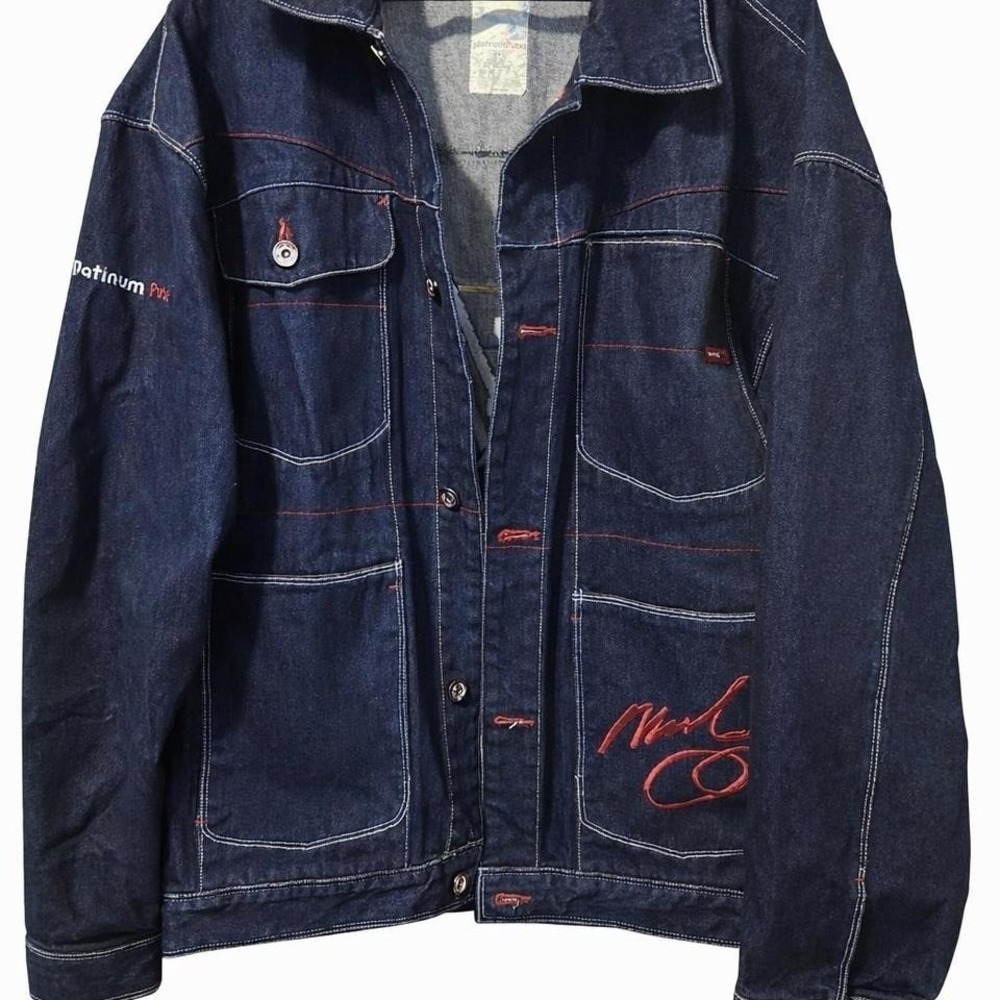 Vintage Platinum FUBU Muhammad Ali Denim Jacket XL Y2K Streetwear‎